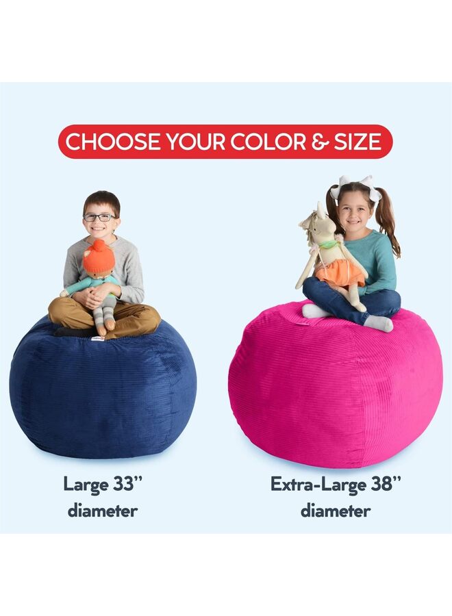 LAMAY Large 33’’ Bean Bag Storage Cover for Stuffed Animals, Giant Bean Bag Chair for Plush, Bedroom Organizer, Dinosaur - Stuffed Animal Storage Cover - Image 2